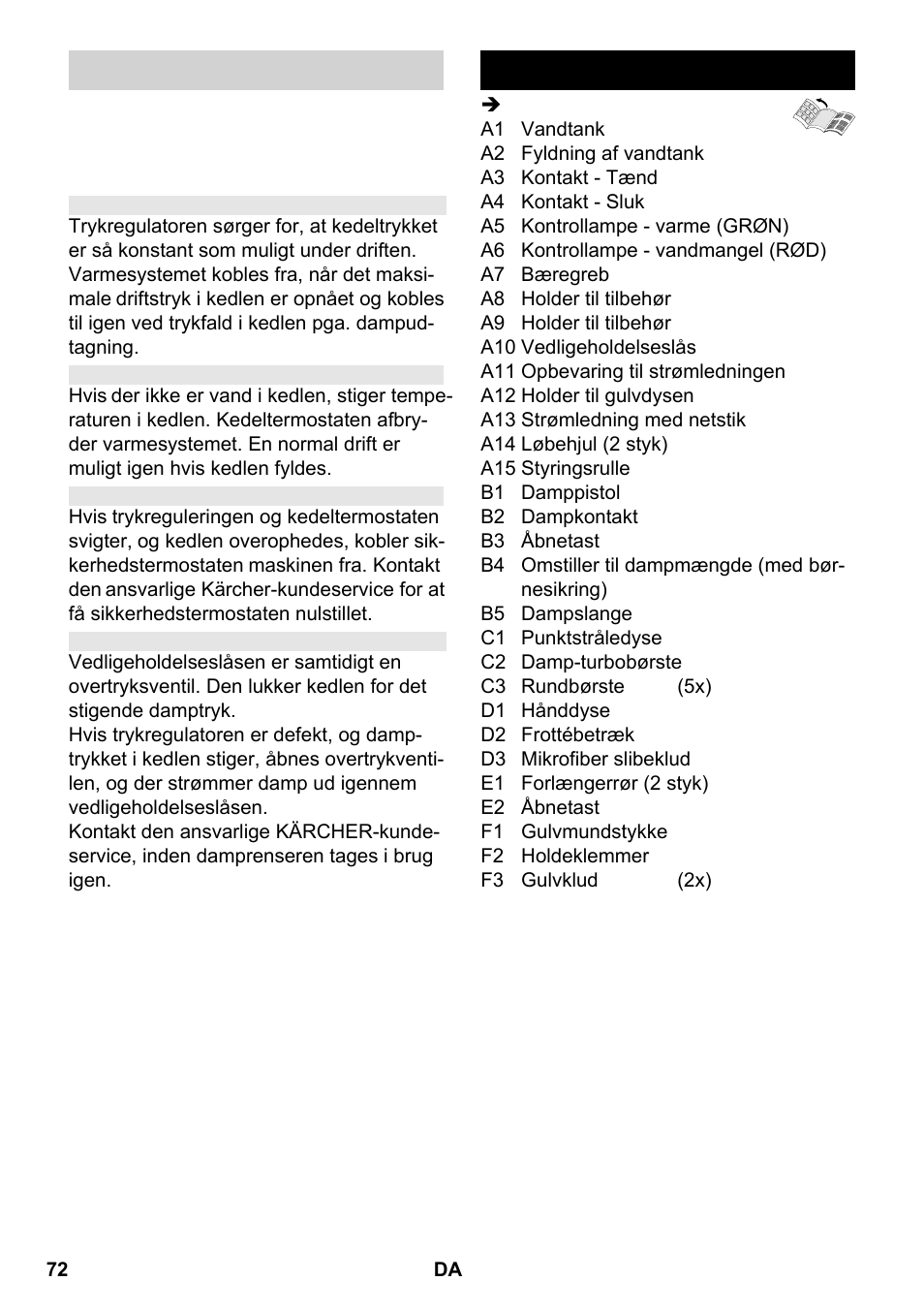 Beskrivelse af apparatet | Karcher SC 2-550 C EU User Manual | Page 72 / 266