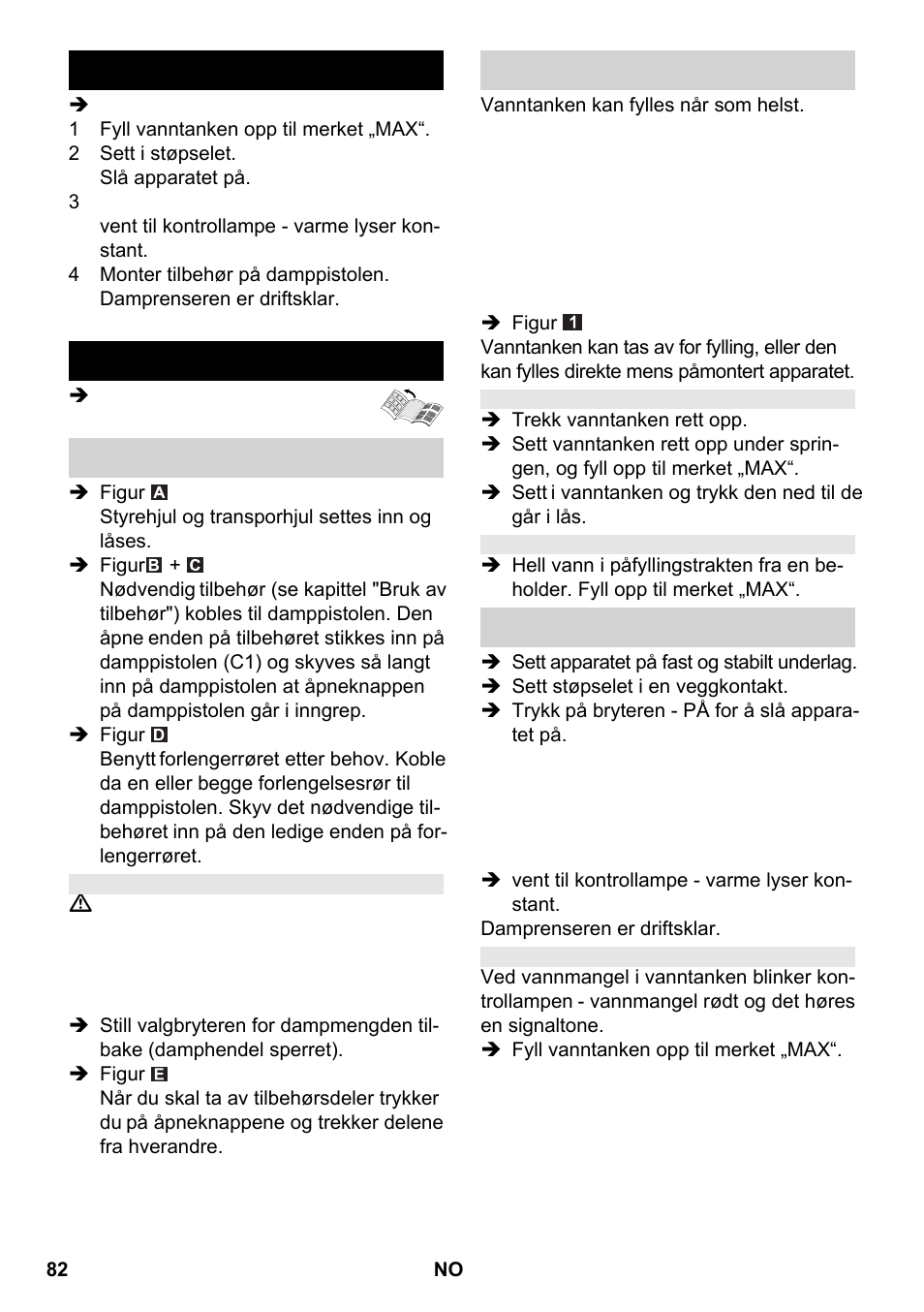 Kortveiledning drift | Karcher SC 2-550 C EU User Manual | Page 82 / 266