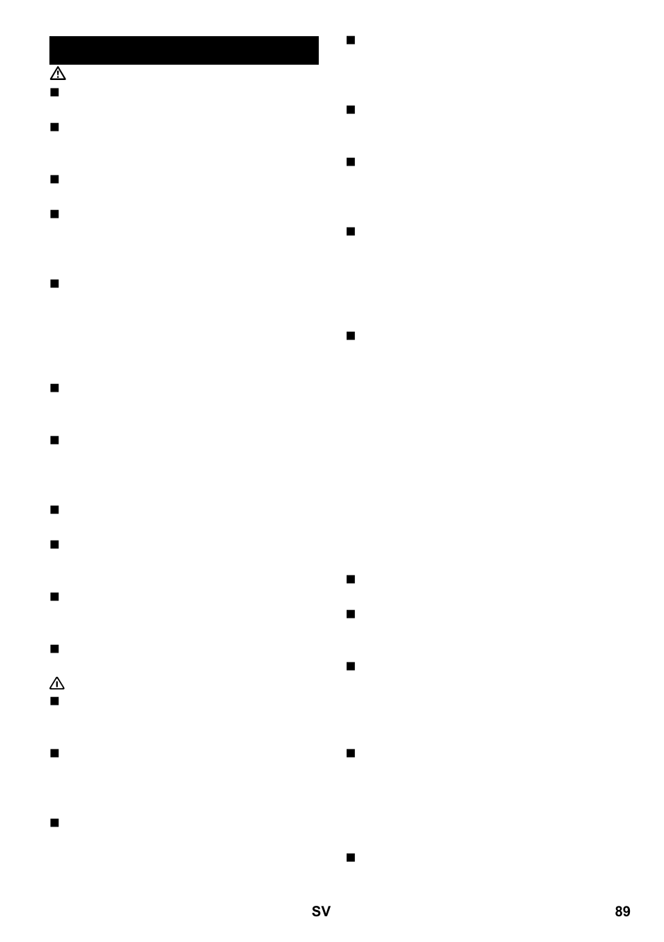 Säkerhetsanvisningar | Karcher SC 2-550 C EU User Manual | Page 89 / 266