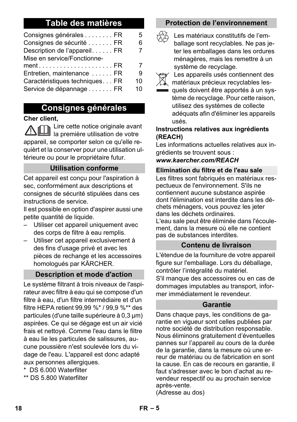 Karcher Vysavač s vodním filtrem DS 5-800 vodní filtr User Manual | Page 18 / 198