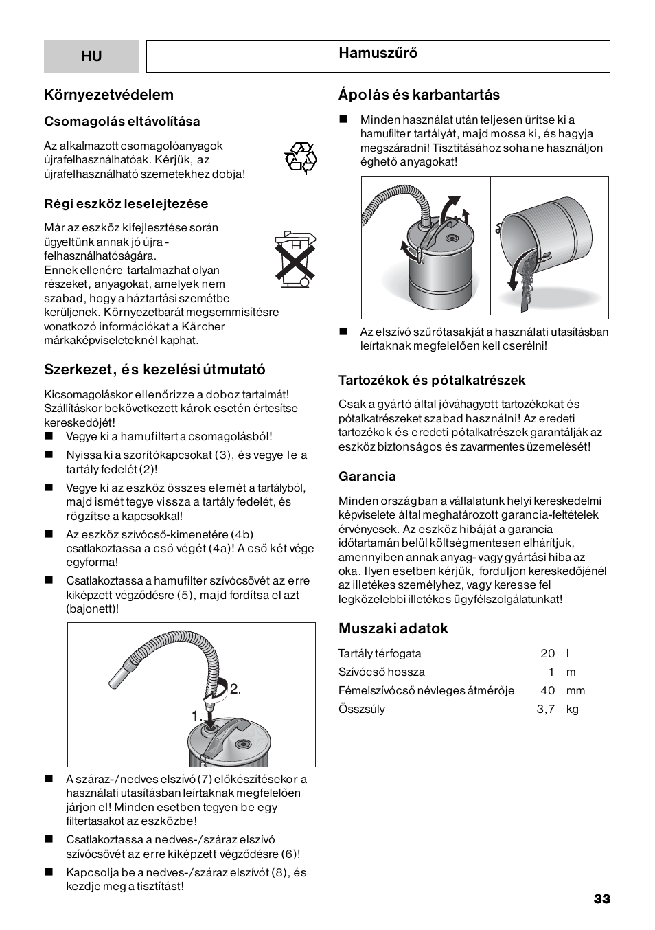 Karcher Filtr na hrubé nečistoty a popel Basic User Manual | Page 33 / 60