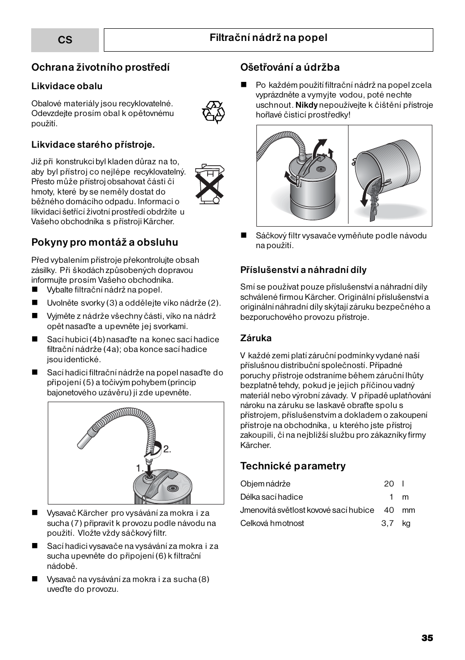 Karcher Filtr na hrubé nečistoty a popel Basic User Manual | Page 35 / 60