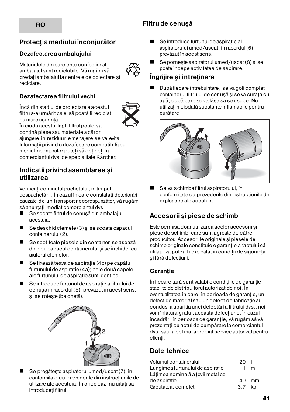 Karcher Filtr na hrubé nečistoty a popel Basic User Manual | Page 41 / 60