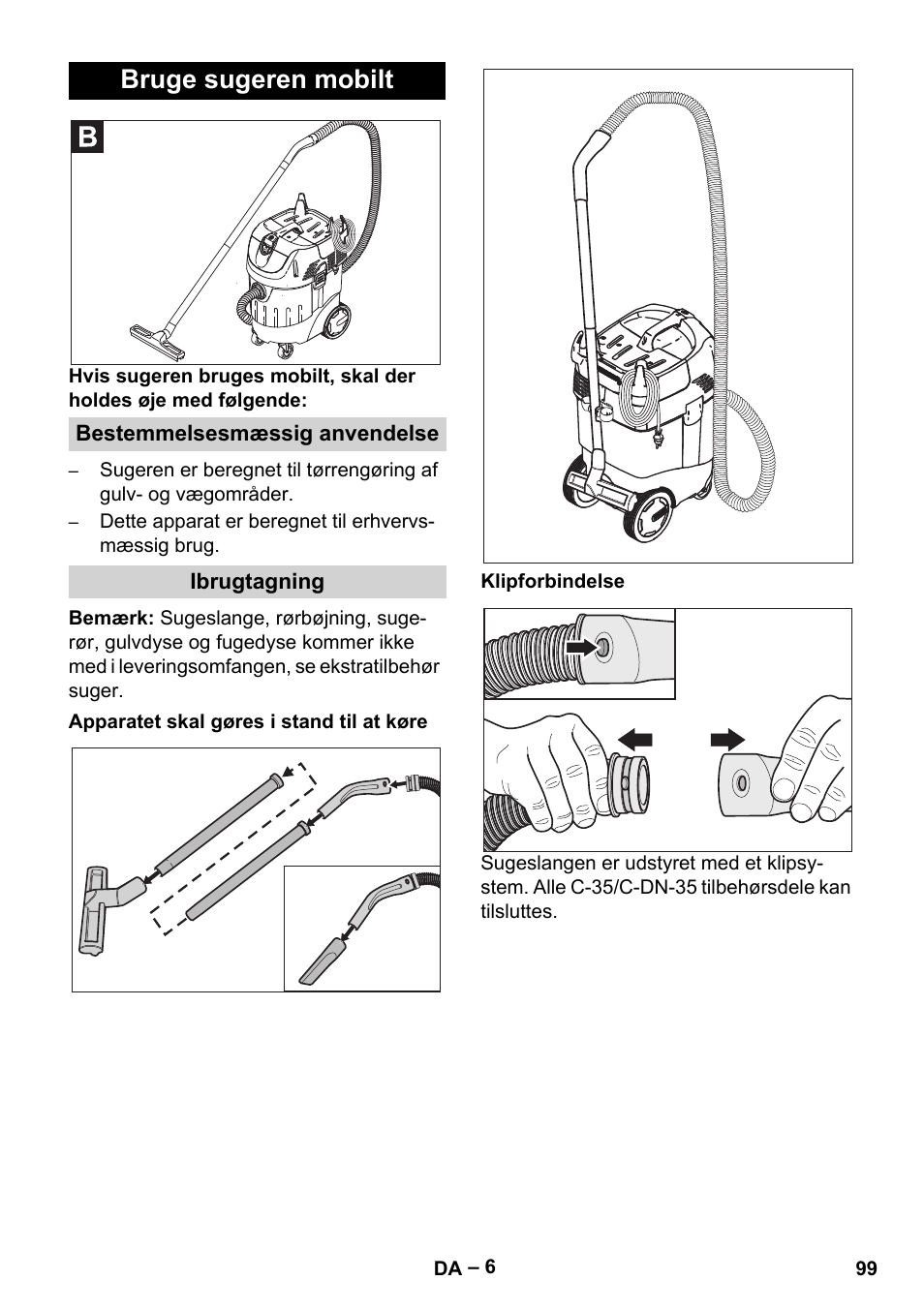 Bruge sugeren mobilt | Karcher SB V1 Eco User Manual | Page 99 / 356