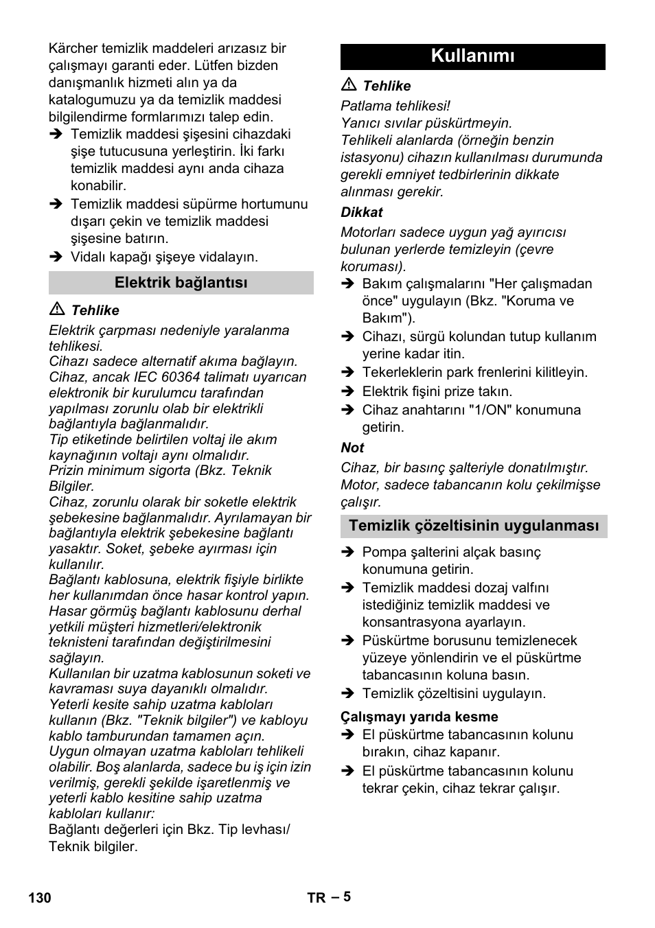 Kullanımı | Karcher Vysokotlaký čistič AP 100-50 M antr- User Manual | Page 130 / 294