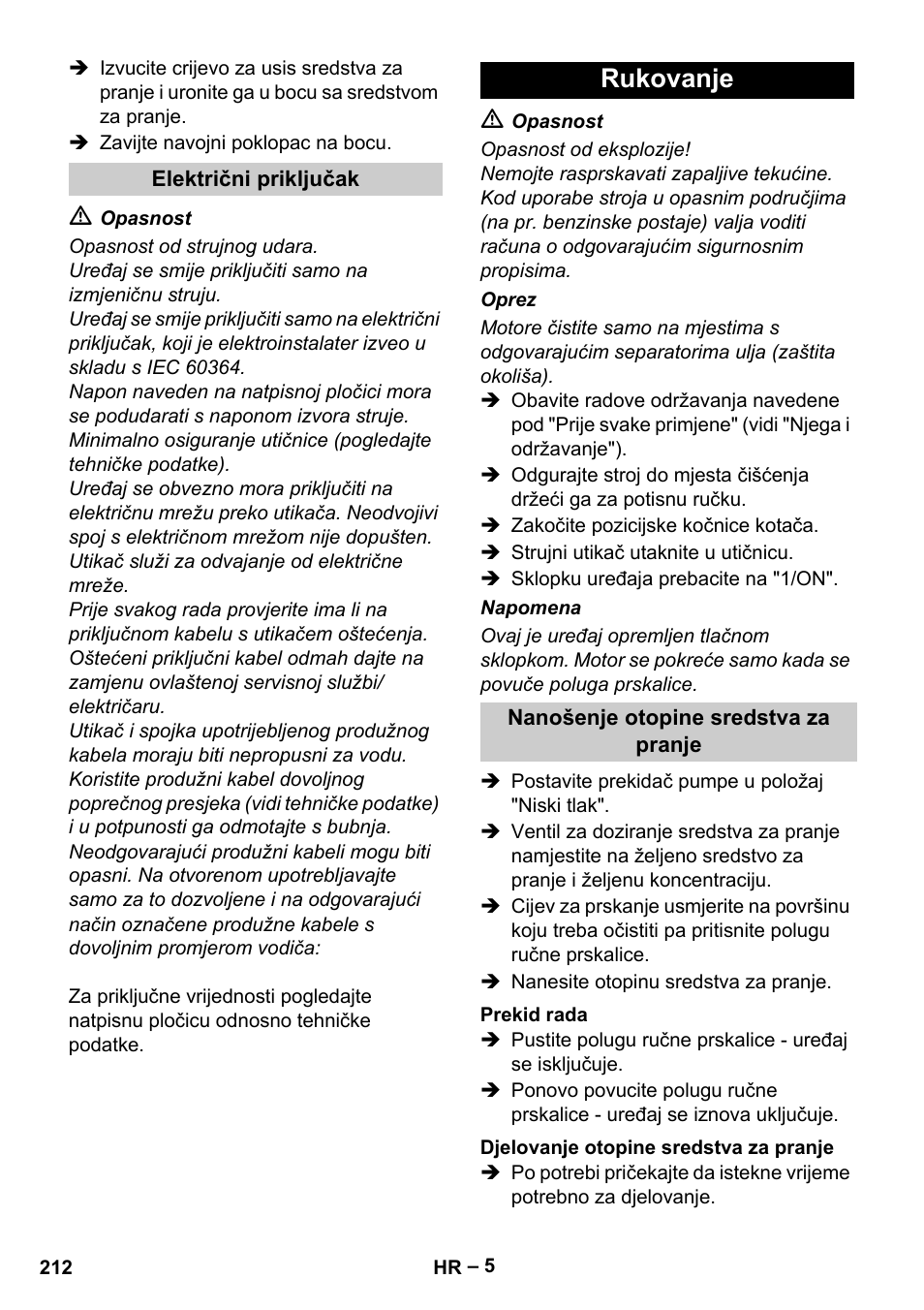 Rukovanje | Karcher Vysokotlaký čistič AP 100-50 M antr- User Manual | Page 212 / 294