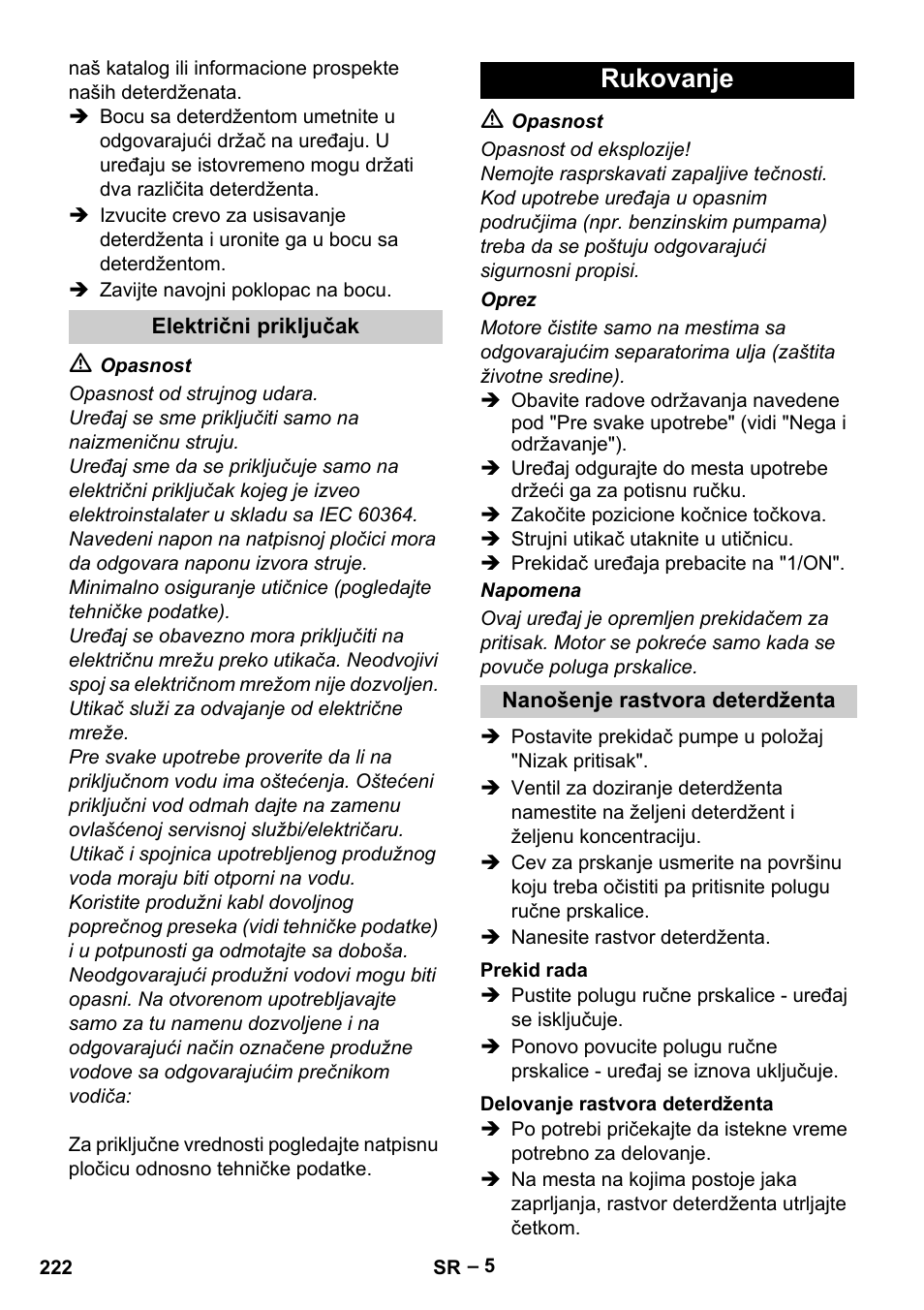 Rukovanje | Karcher Vysokotlaký čistič AP 100-50 M antr- User Manual | Page 222 / 294