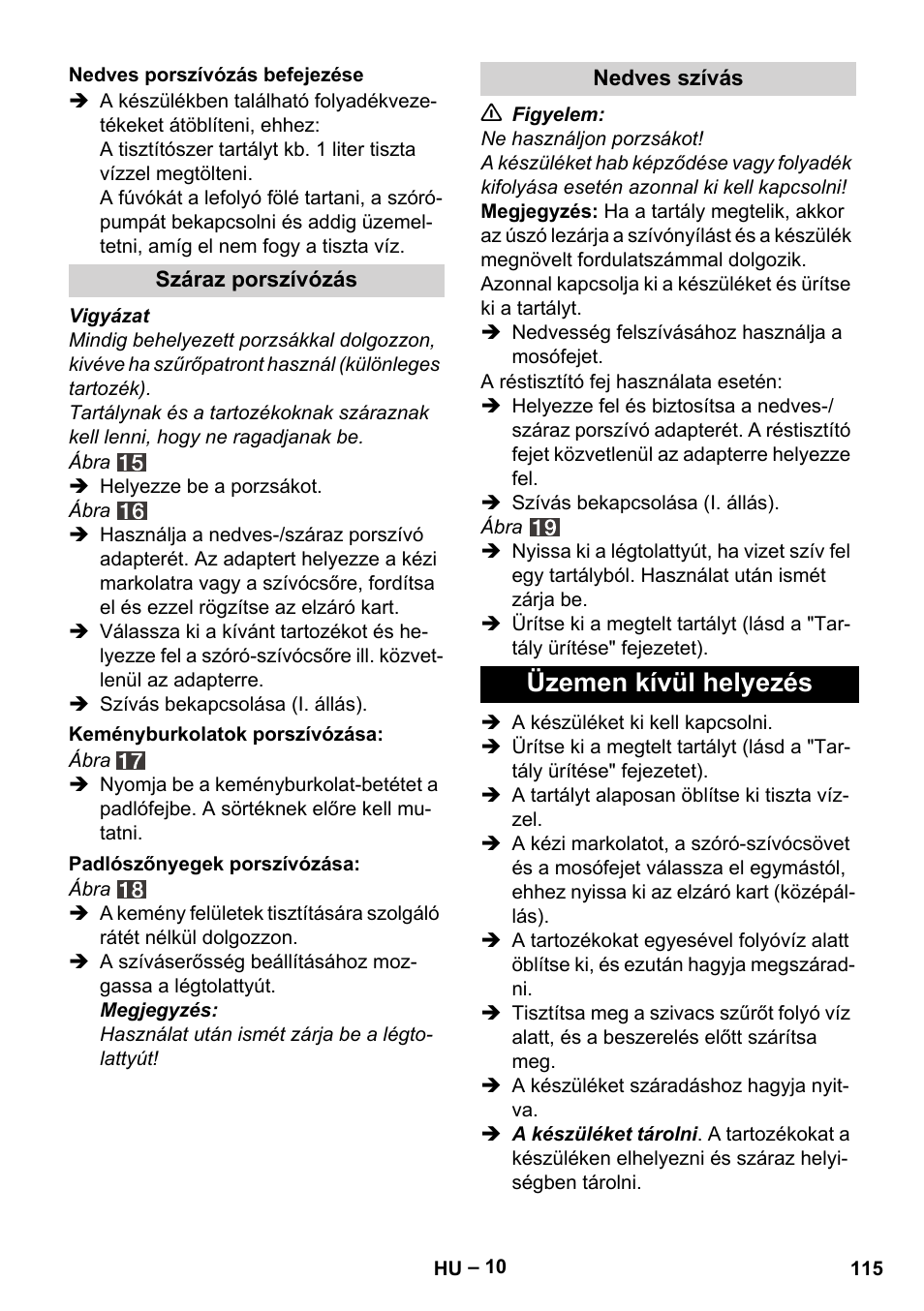 Üzemen kívül helyezés | Karcher SE 4002 User Manual | Page 115 / 226