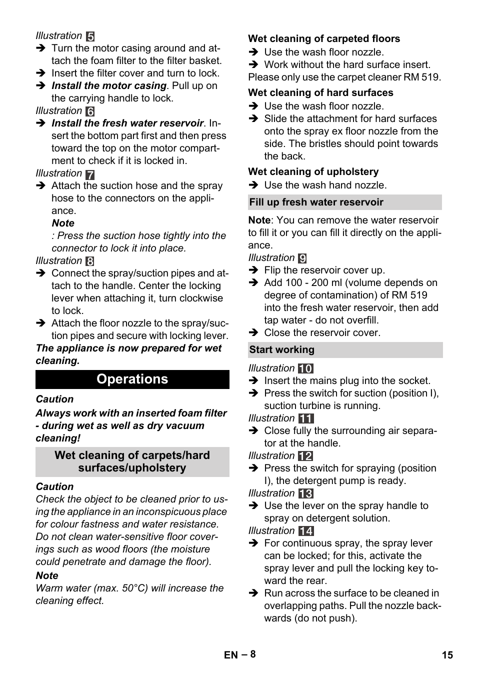 Operations | Karcher SE 4002 User Manual | Page 15 / 226