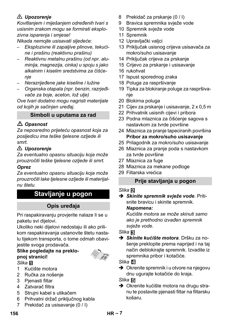 Stavljanje u pogon | Karcher SE 4002 User Manual | Page 156 / 226