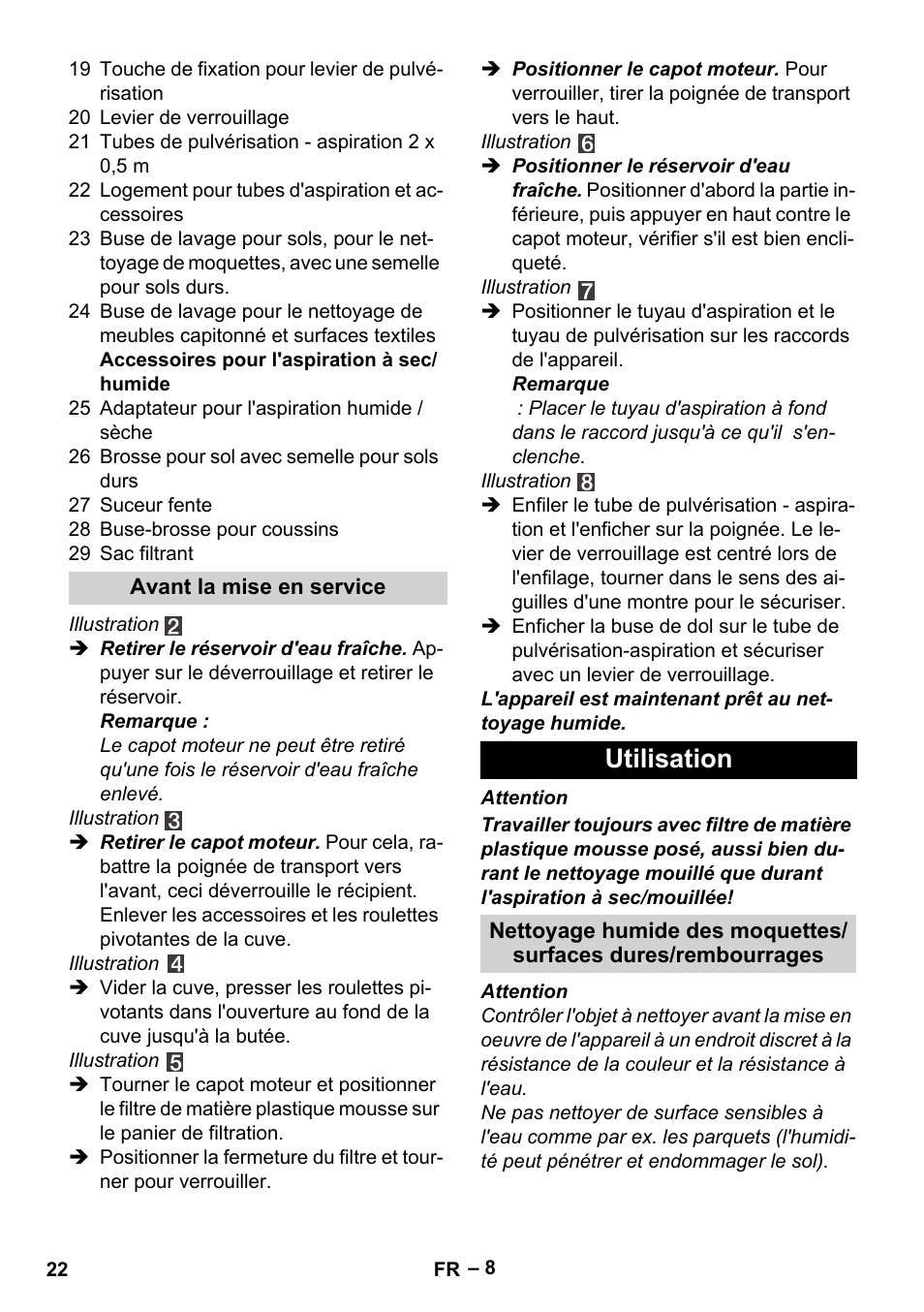 Utilisation | Karcher SE 4002 User Manual | Page 22 / 226