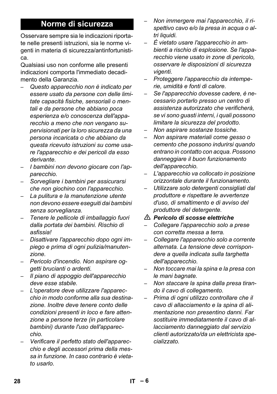 Norme di sicurezza | Karcher SE 4002 User Manual | Page 28 / 226
