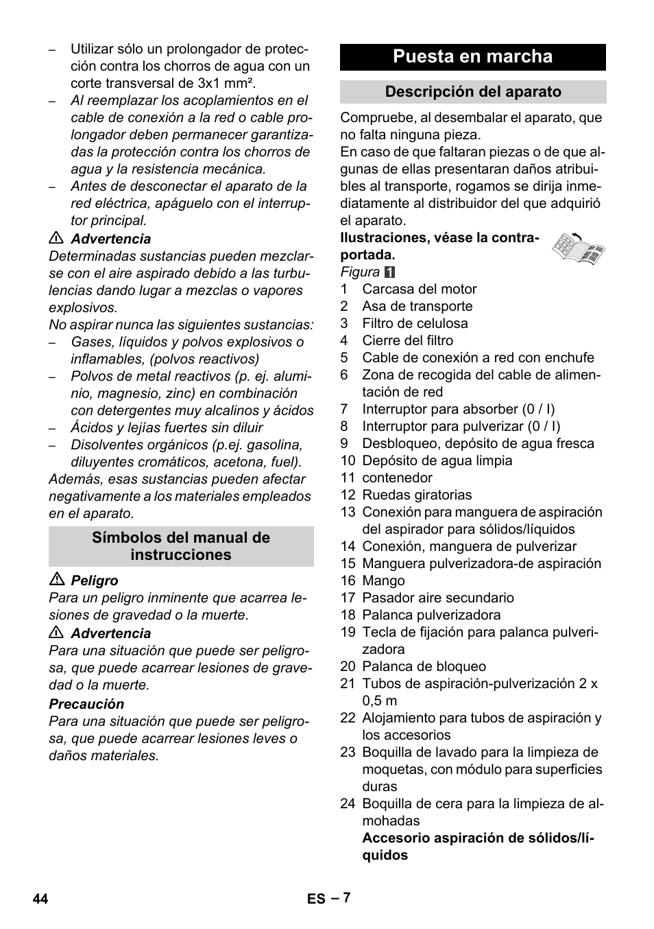 Puesta en marcha | Karcher SE 4002 User Manual | Page 44 / 226