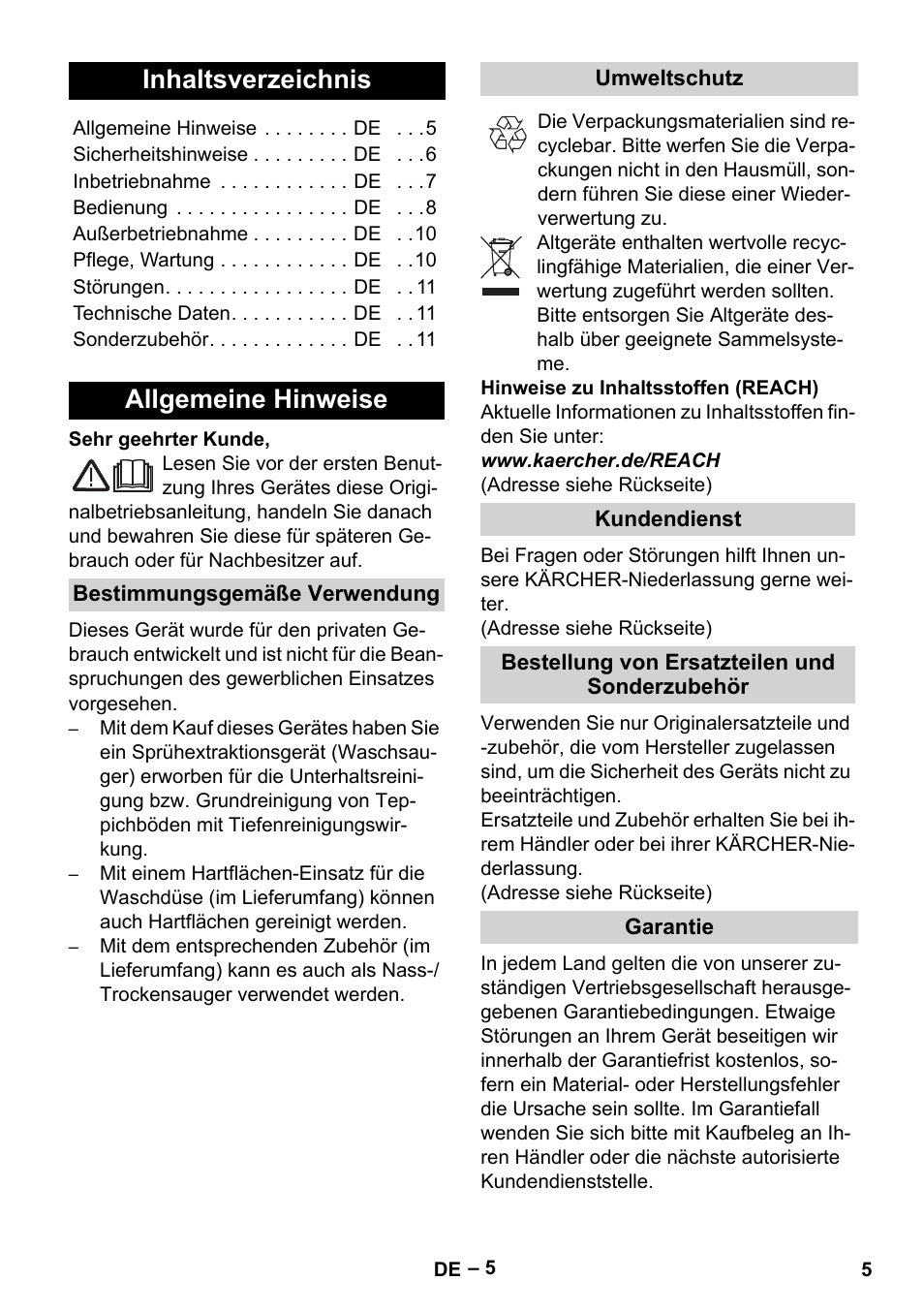 Karcher SE 4002 User Manual | Page 5 / 226