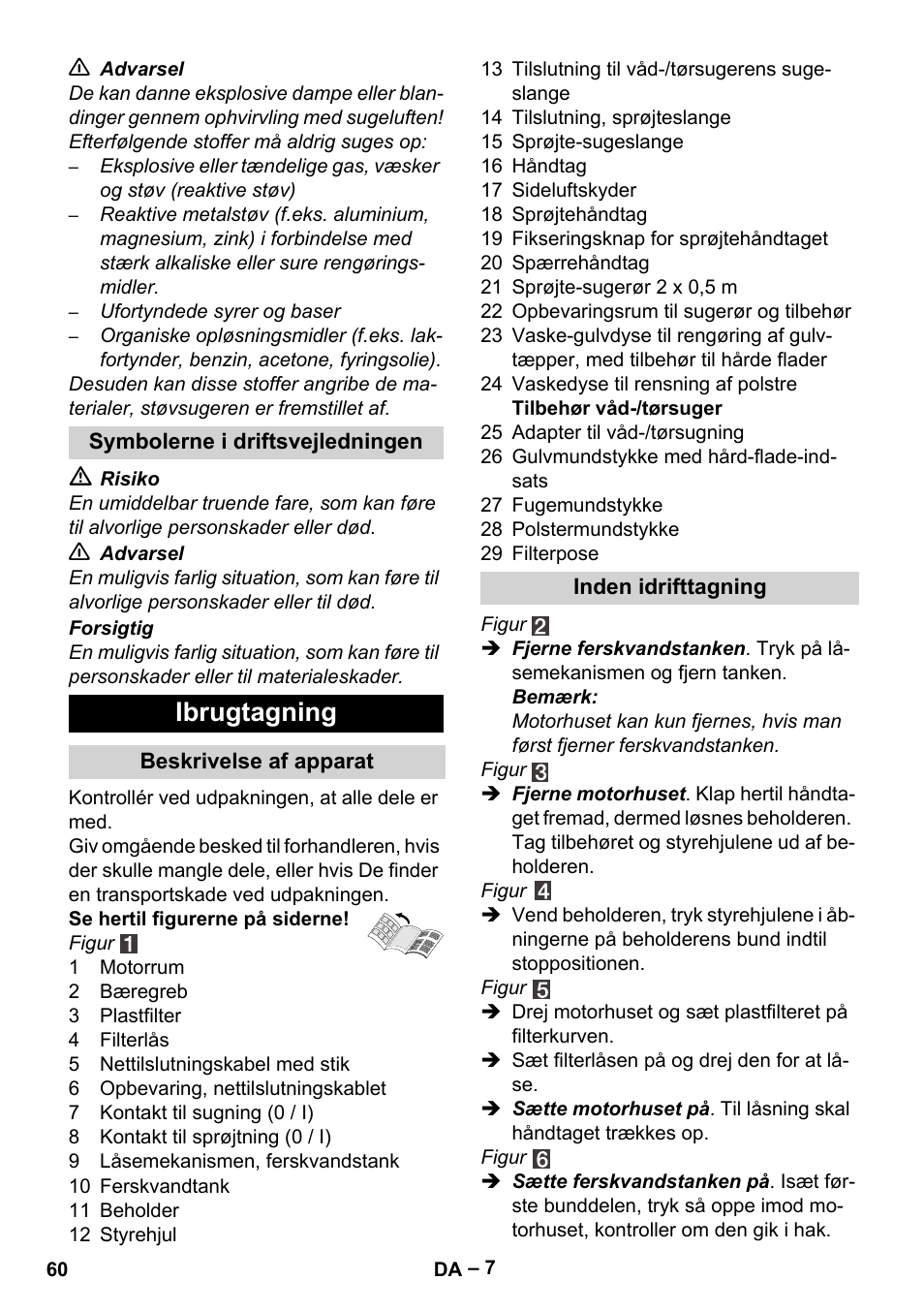 Ibrugtagning | Karcher SE 4002 User Manual | Page 60 / 226