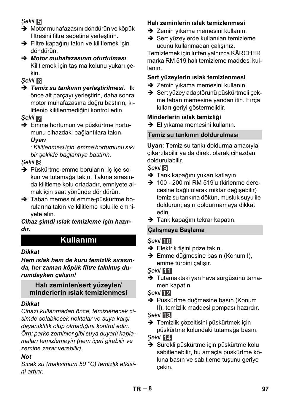 Kullanımı | Karcher SE 4002 User Manual | Page 97 / 226