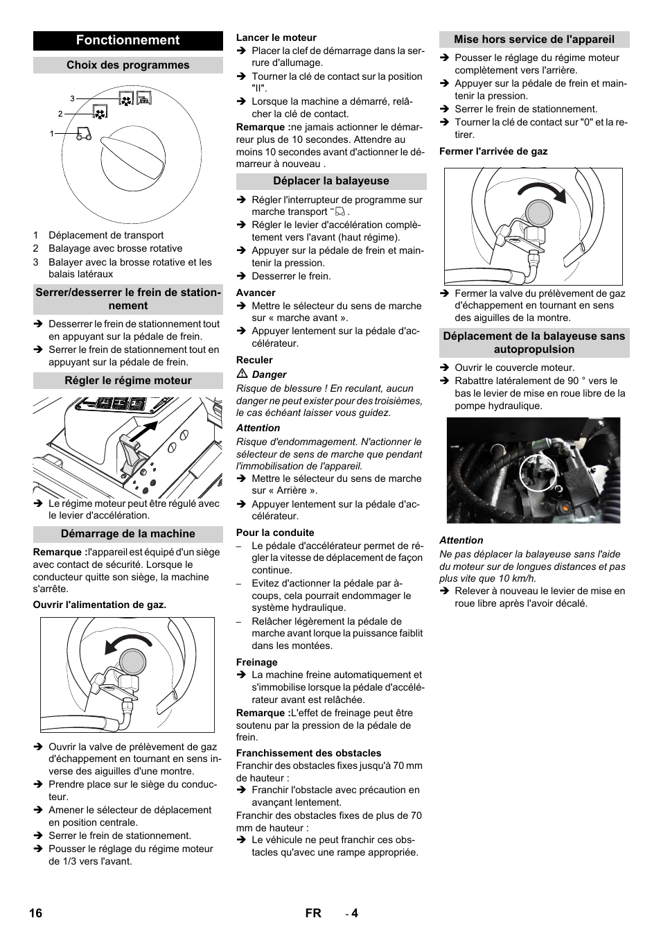 Fonctionnement | Karcher KM 130-300 R Lpg User Manual | Page 16 / 152