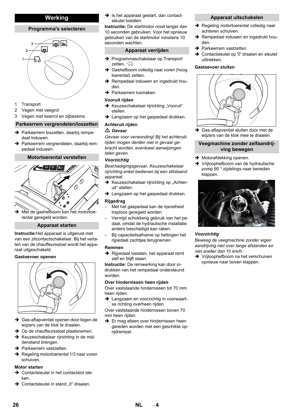 Werking | Karcher KM 130-300 R Lpg User Manual | Page 26 / 152