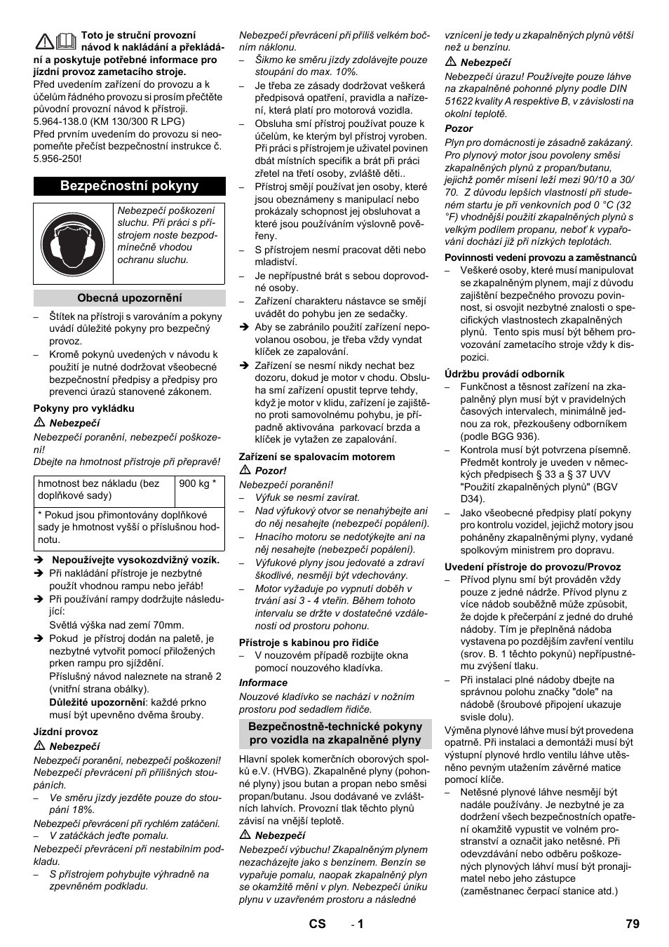 Čeština, Eština, Bezpečnostní pokyny | Karcher KM 130-300 R Lpg User Manual | Page 79 / 152