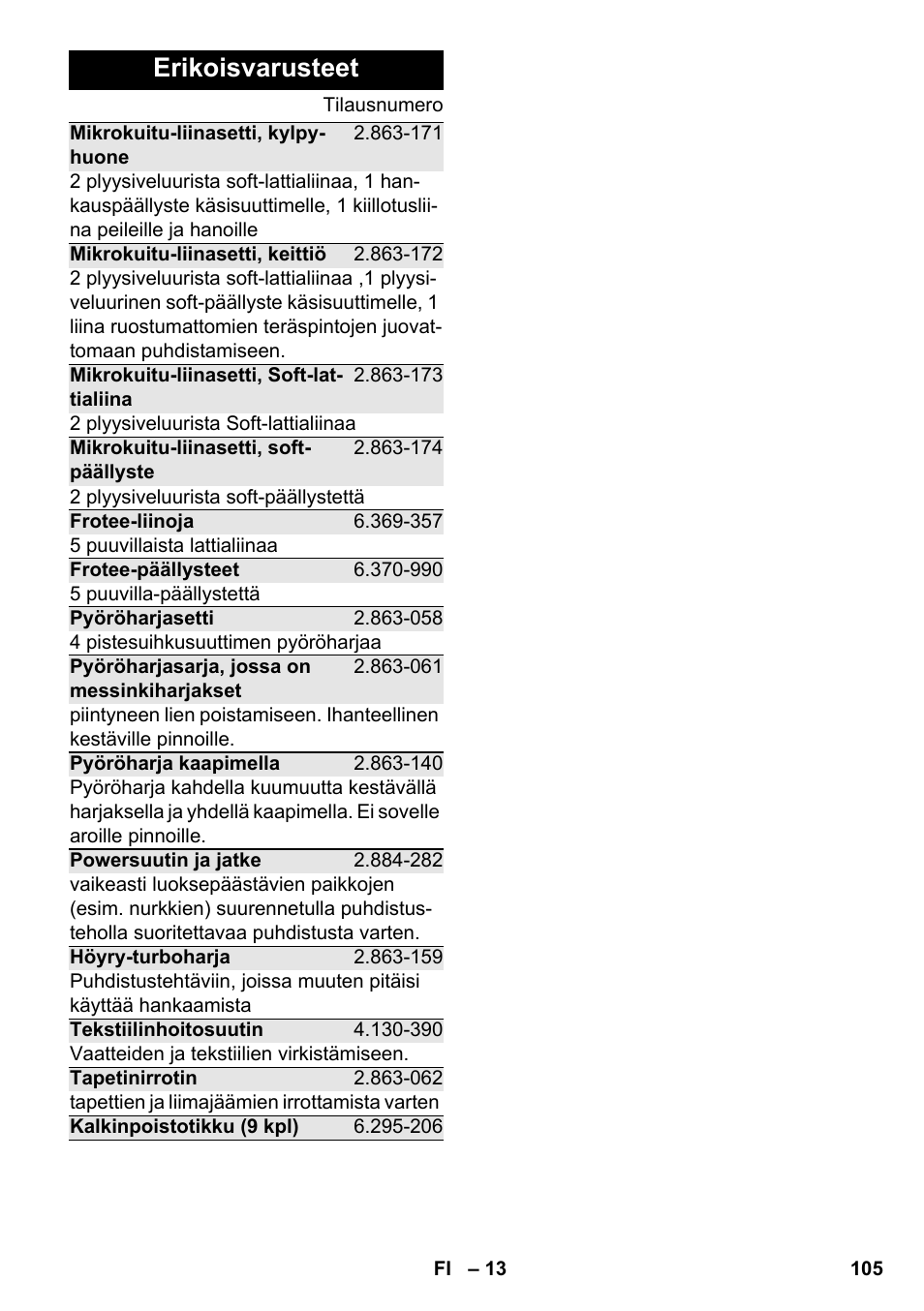 Erikoisvarusteet | Karcher SC 2-550 C EU User Manual | Page 105 / 278