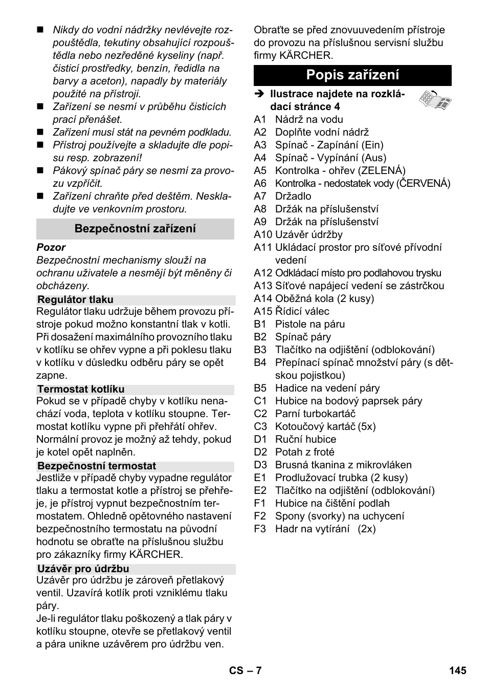 Popis zařízení | Karcher SC 2-550 C EU User Manual | Page 145 / 278