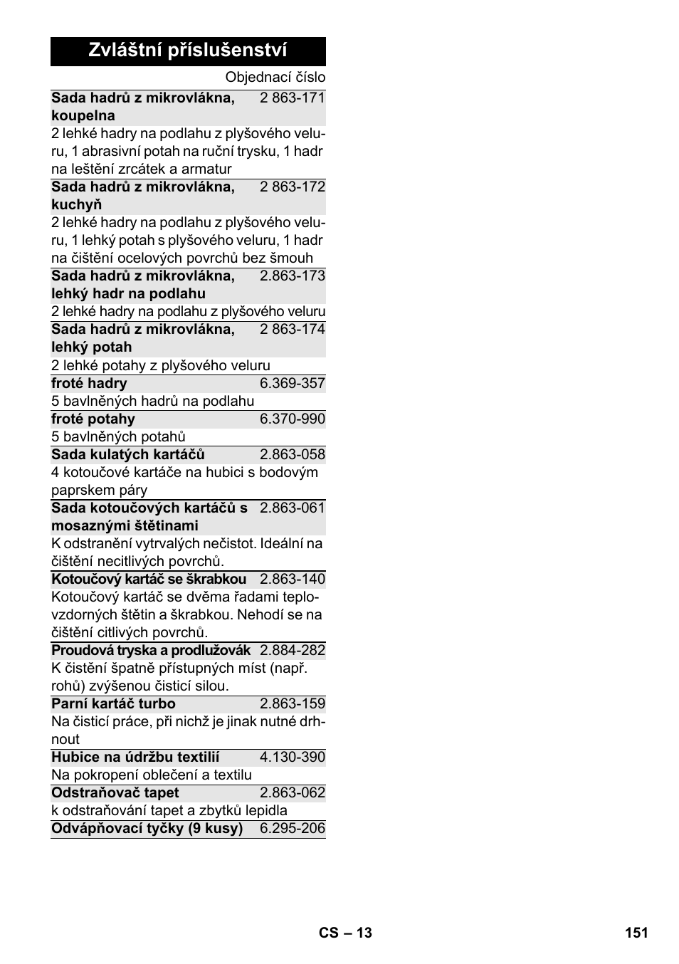 Zvláštní příslušenství | Karcher SC 2-550 C EU User Manual | Page 151 / 278