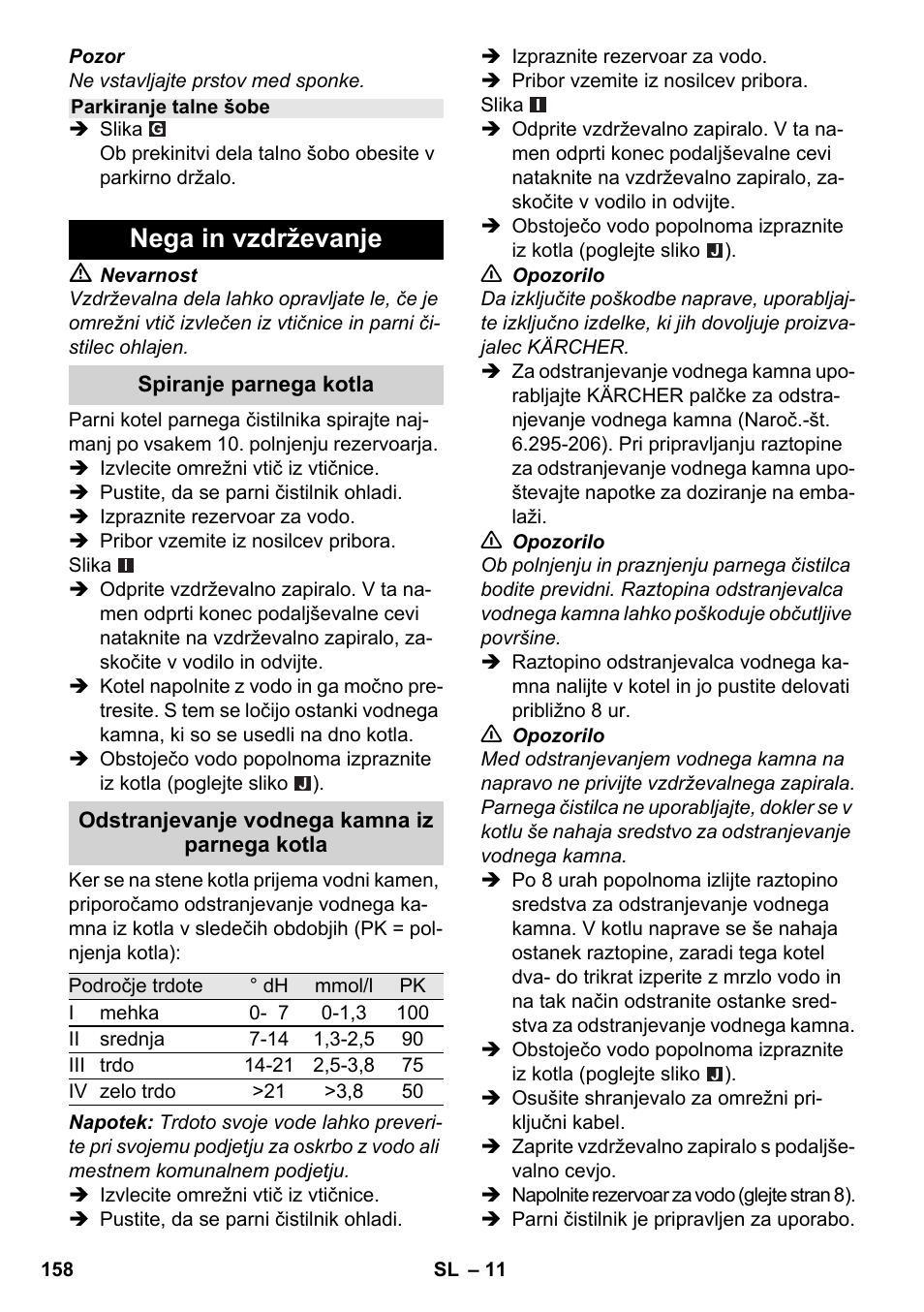 Nega in vzdrževanje | Karcher SC 2-550 C EU User Manual | Page 158 / 278