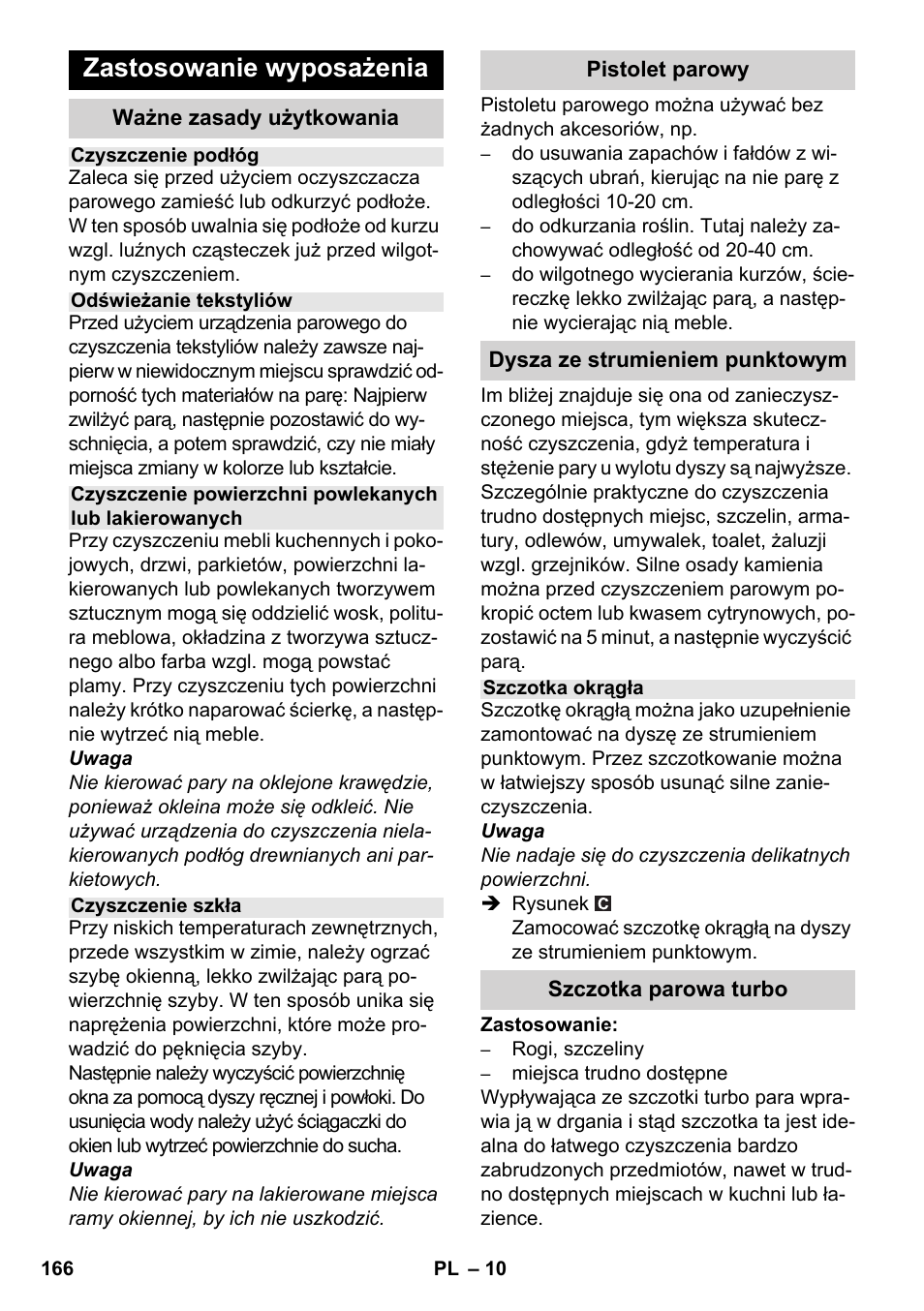 Zastosowanie wyposażenia | Karcher SC 2-550 C EU User Manual | Page 166 / 278