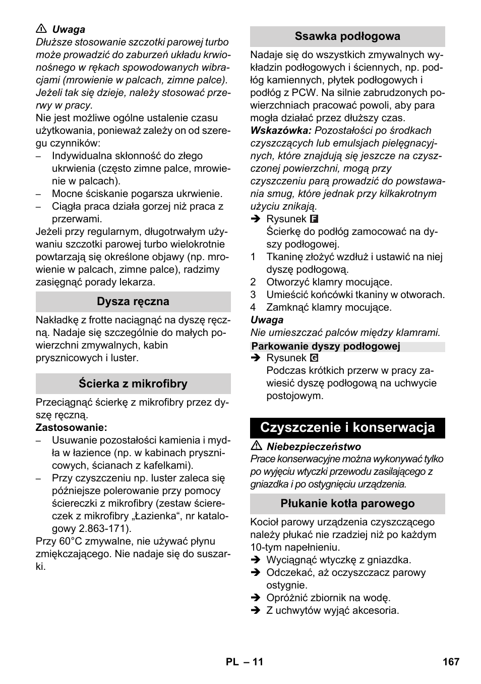 Czyszczenie i konserwacja | Karcher SC 2-550 C EU User Manual | Page 167 / 278