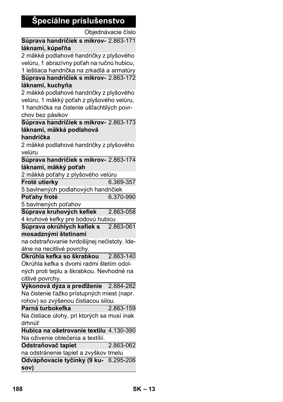 Špeciálne príslušenstvo | Karcher SC 2-550 C EU User Manual | Page 188 / 278