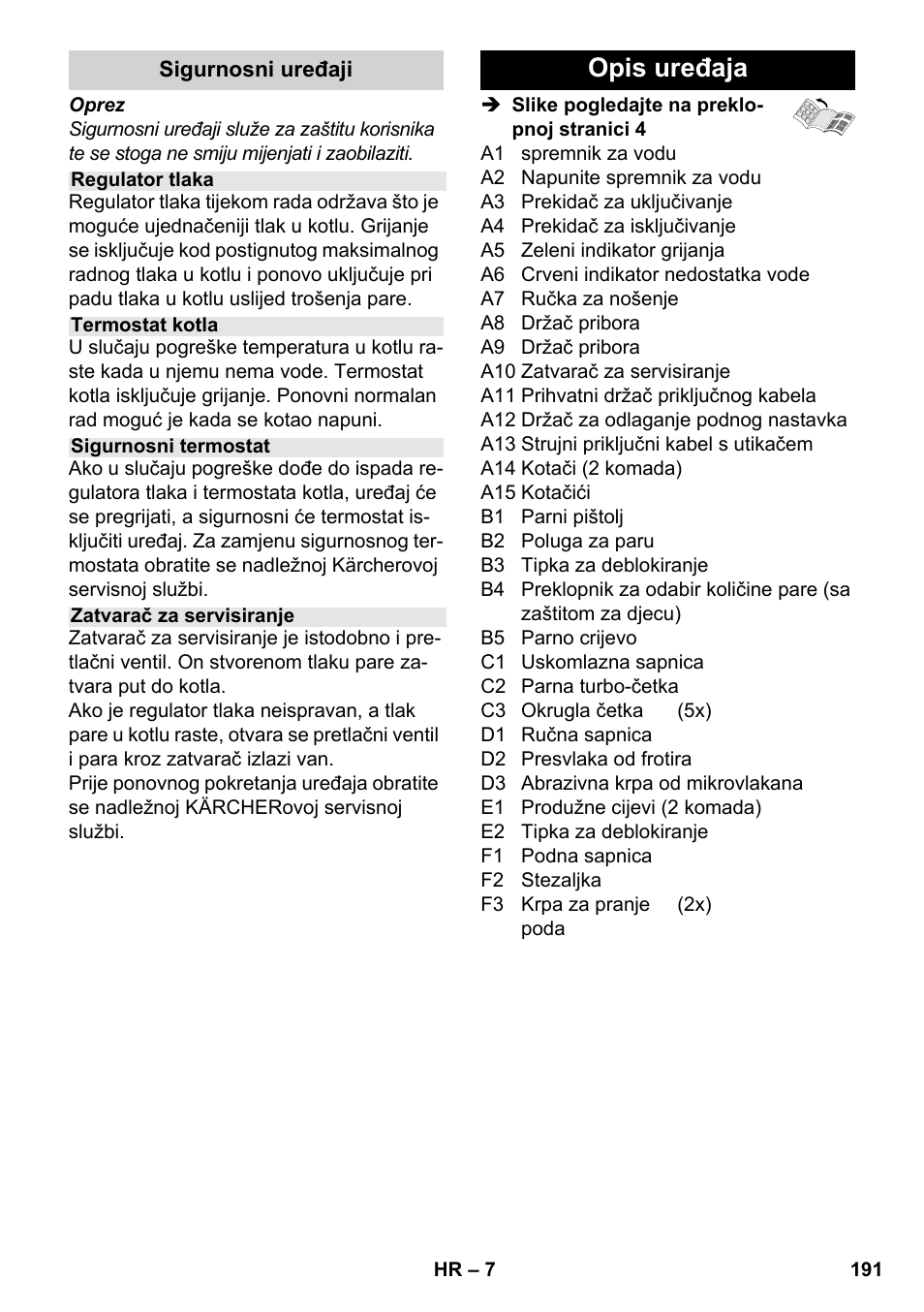 Opis uređaja | Karcher SC 2-550 C EU User Manual | Page 191 / 278