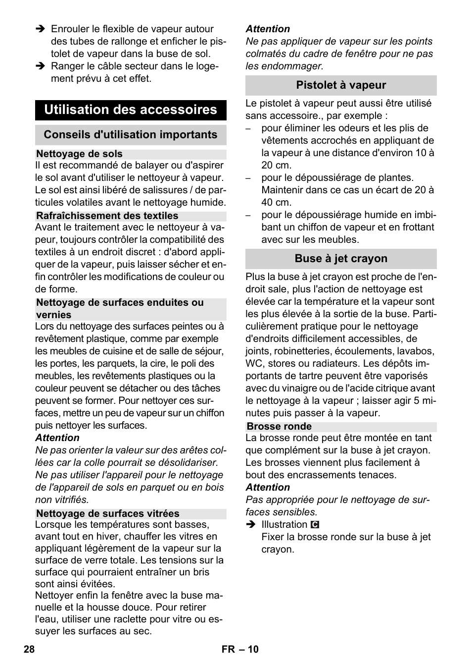 Utilisation des accessoires | Karcher SC 2-550 C EU User Manual | Page 28 / 278