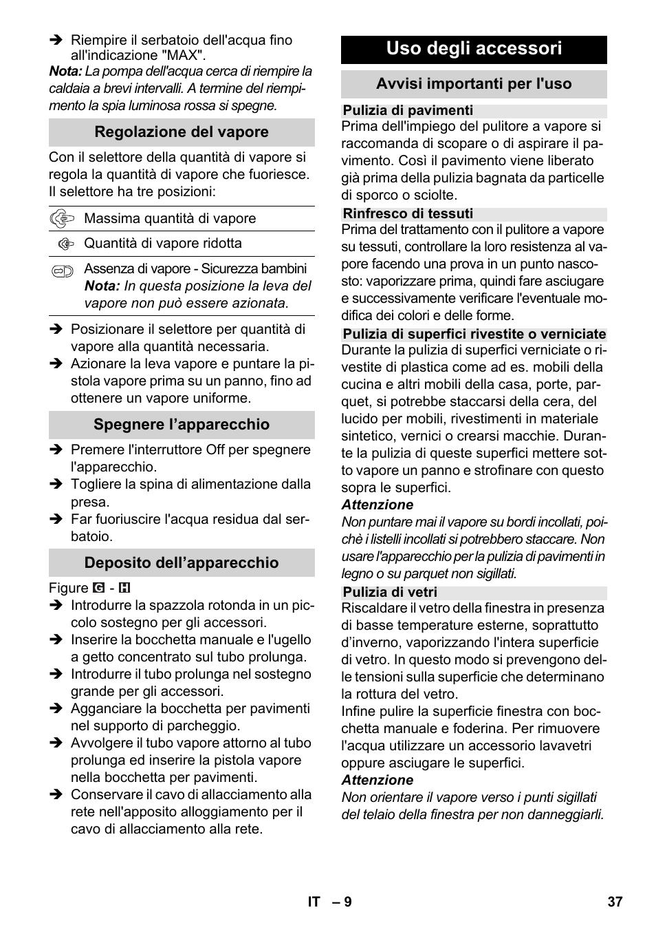 Uso degli accessori | Karcher SC 2-550 C EU User Manual | Page 37 / 278