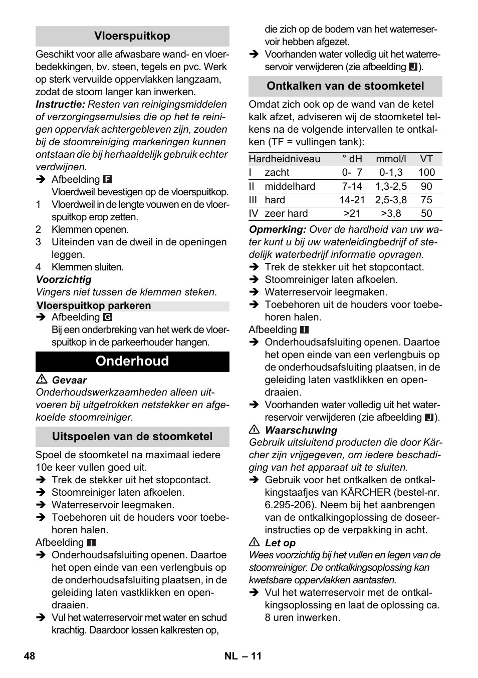 Onderhoud | Karcher SC 2-550 C EU User Manual | Page 48 / 278