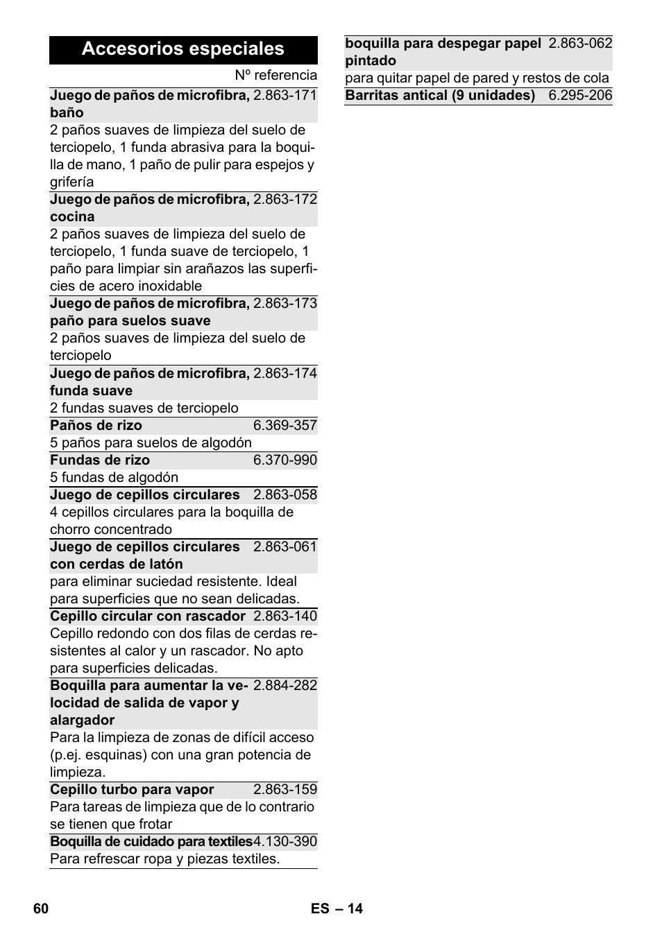 Accesorios especiales | Karcher SC 2-550 C EU User Manual | Page 60 / 278