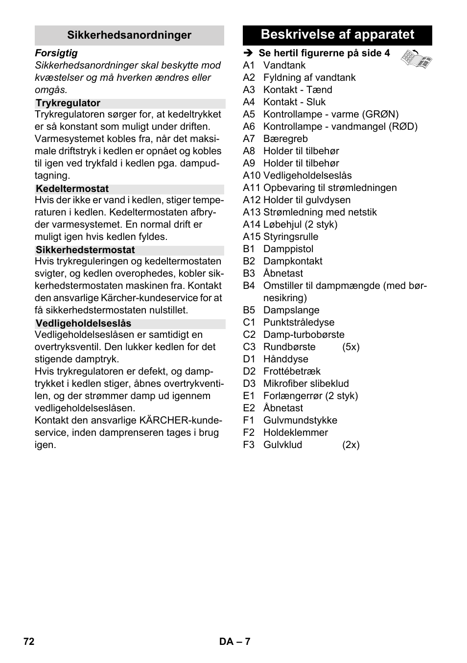 Beskrivelse af apparatet | Karcher SC 2-550 C EU User Manual | Page 72 / 278