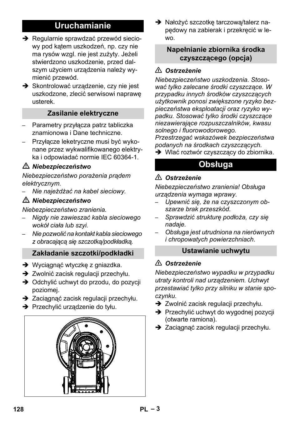 Uruchamianie, Obsługa | Karcher BDS 43-180 C User Manual | Page 128 / 204