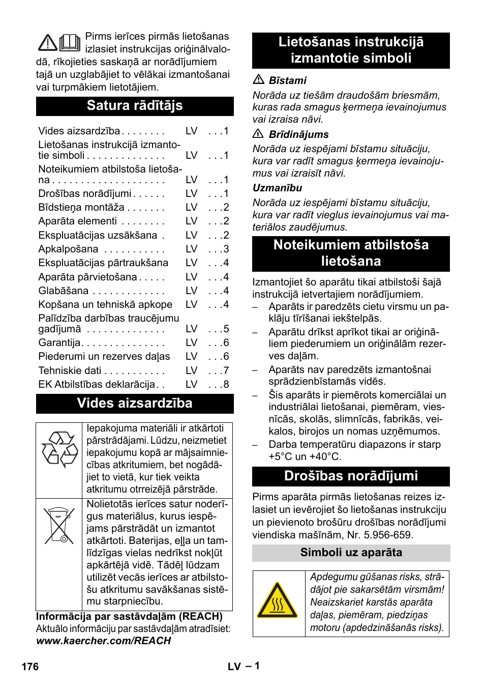 Latviešu, Satura rādītājs, Vides aizsardzība | Karcher BDS 43-180 C User Manual | Page 176 / 204