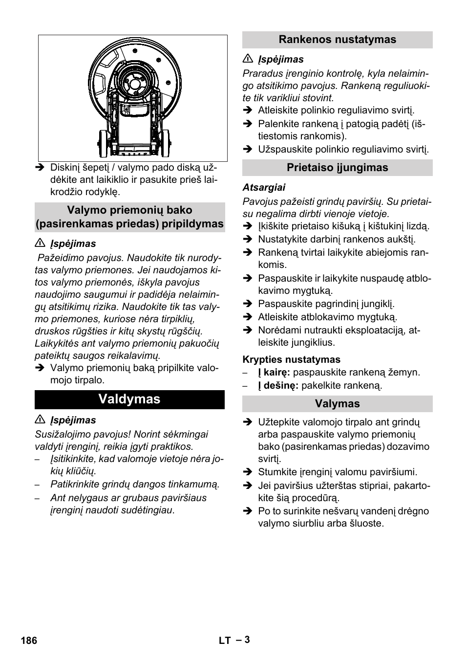 Valdymas | Karcher BDS 43-180 C User Manual | Page 186 / 204