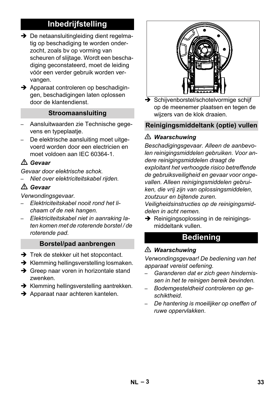 Inbedrijfstelling, Bediening | Karcher BDS 43-180 C User Manual | Page 33 / 204