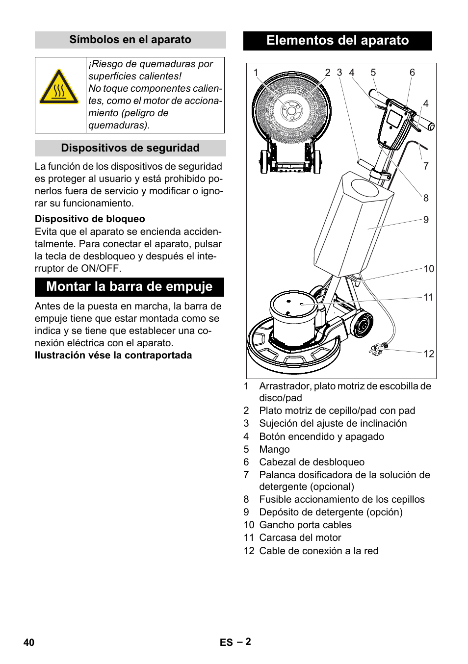 Montar la barra de empuje elementos del aparato | Karcher BDS 43-180 C User Manual | Page 40 / 204