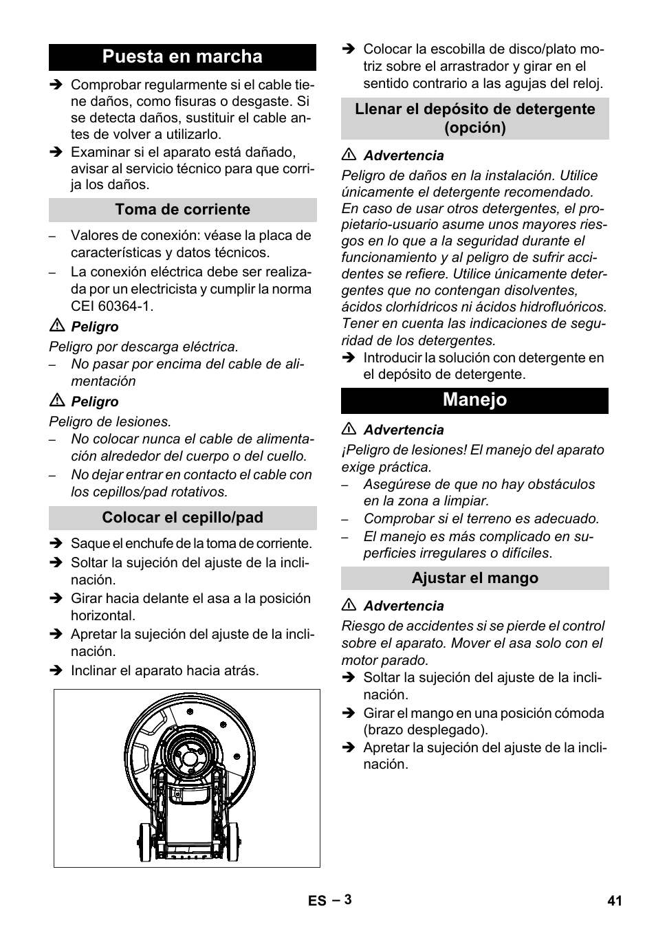 Puesta en marcha, Manejo | Karcher BDS 43-180 C User Manual | Page 41 / 204