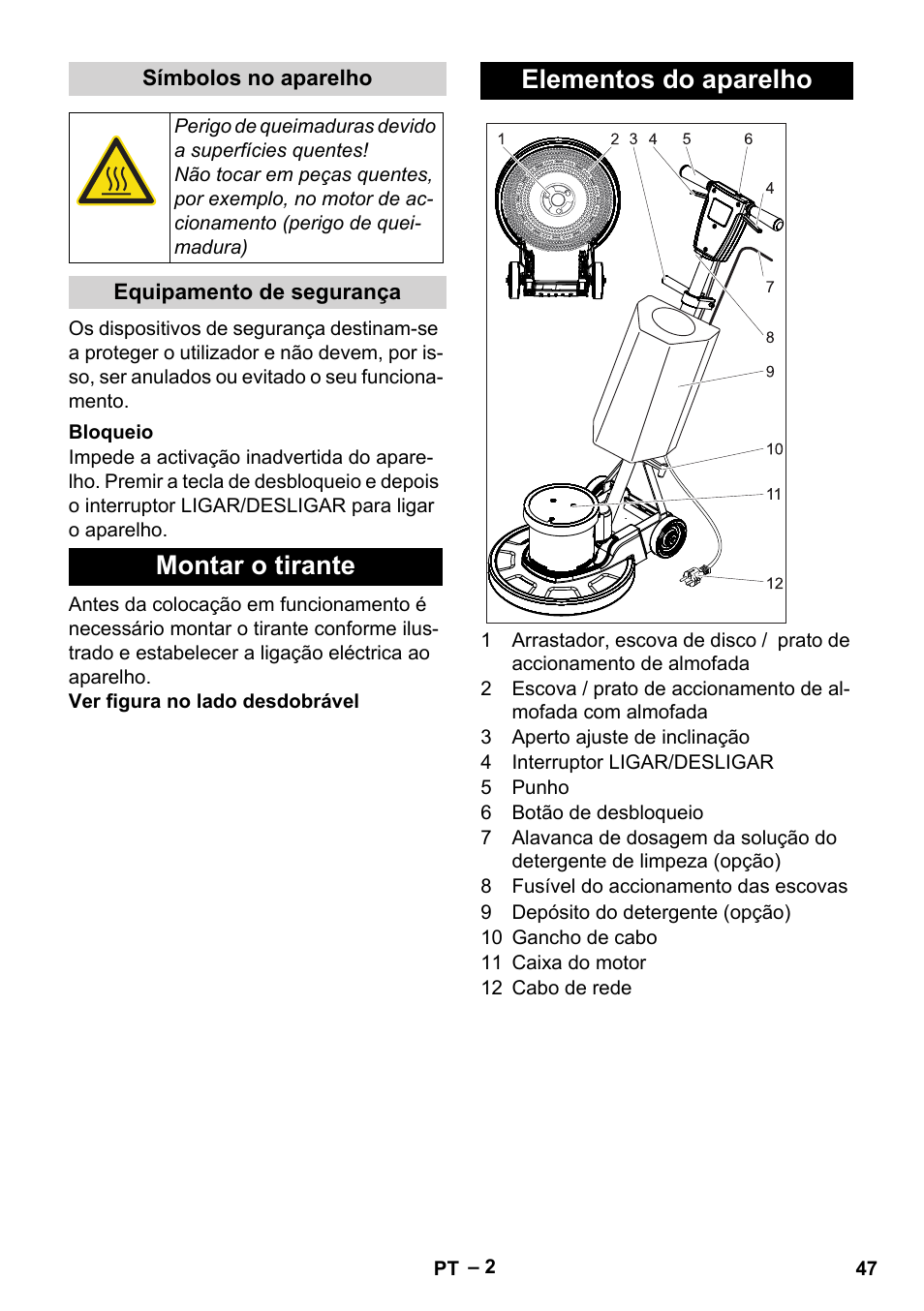 Montar o tirante elementos do aparelho | Karcher BDS 43-180 C User Manual | Page 47 / 204