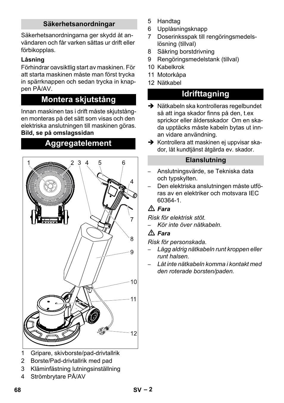 Montera skjutstång aggregatelement idrifttagning | Karcher BDS 43-180 C User Manual | Page 68 / 204