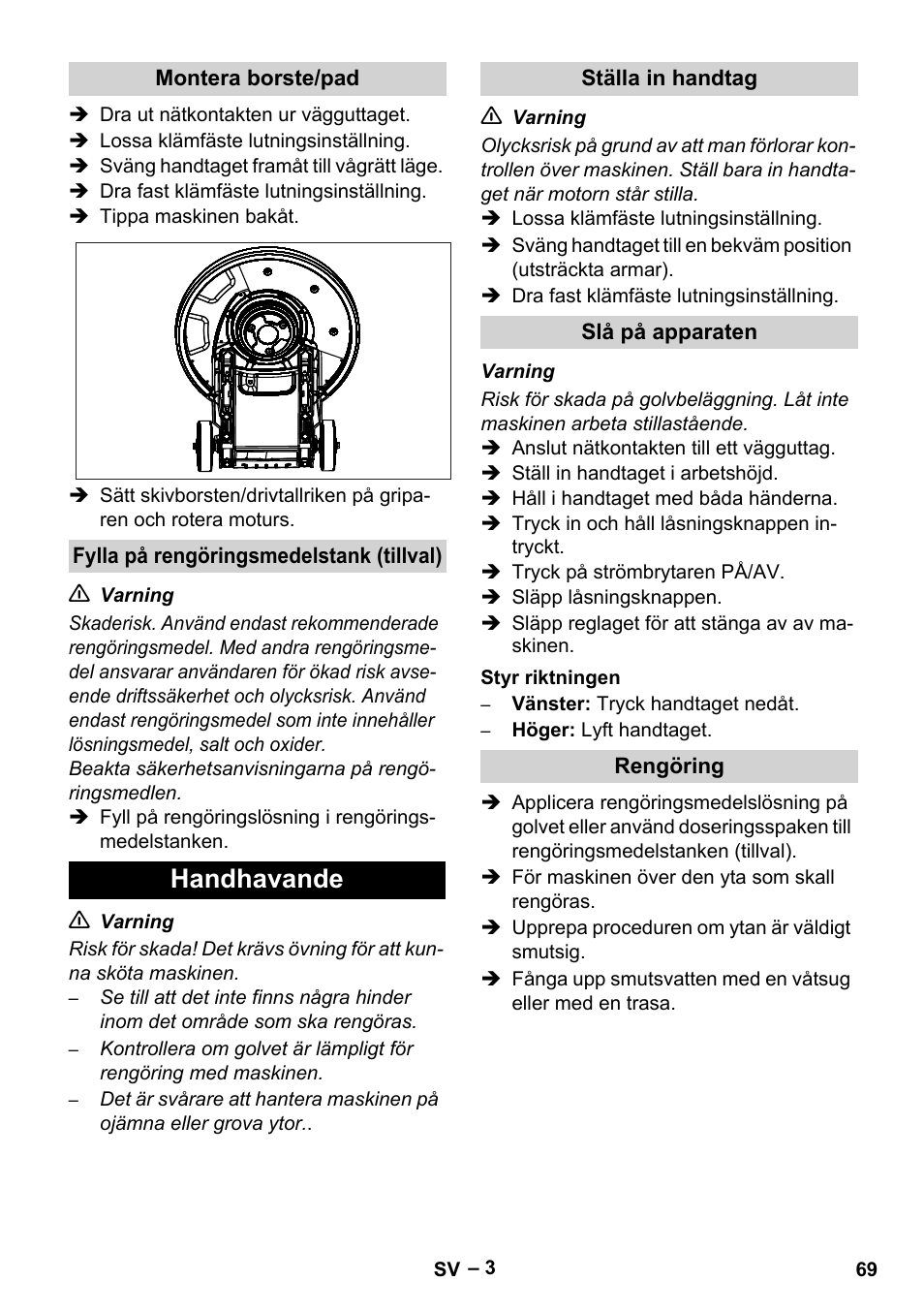 Handhavande | Karcher BDS 43-180 C User Manual | Page 69 / 204