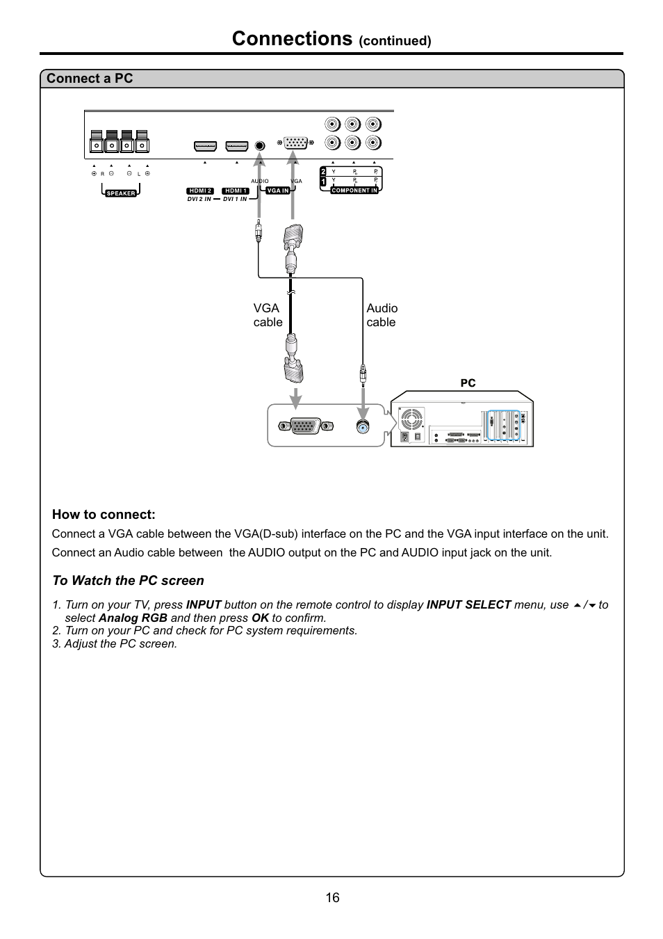 页面 18, Connections | Audiovox FPE4207HR User Manual | Page 18 / 55