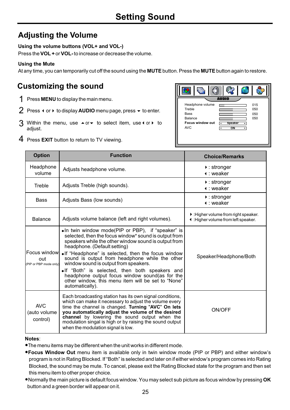 页面 27, Setting sound, Adjusting the volume | Customizing the sound | Audiovox FPE4207HR User Manual | Page 27 / 55