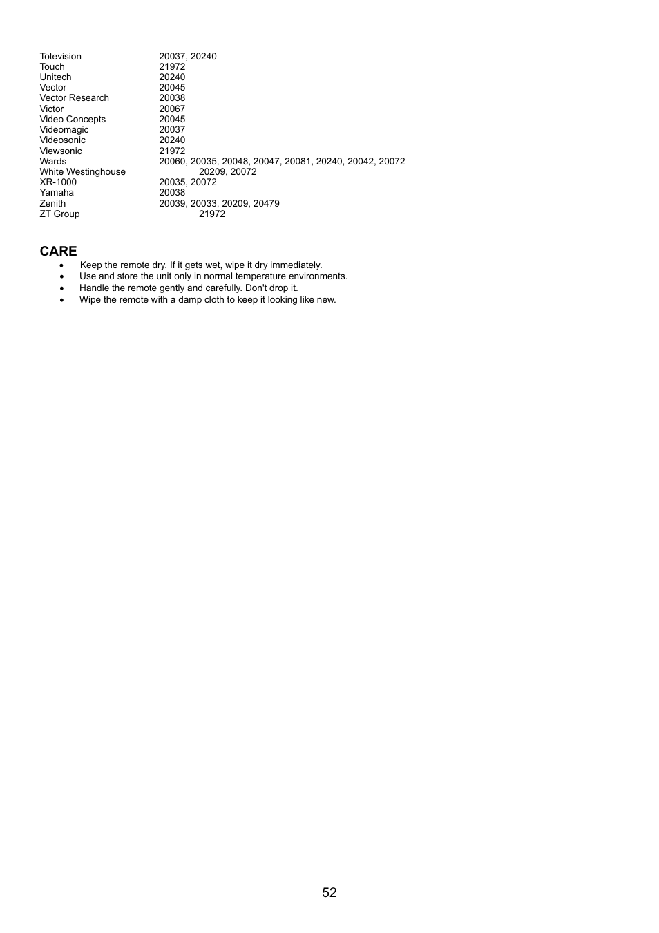页面 54, Care | Audiovox FPE4207HR User Manual | Page 54 / 55