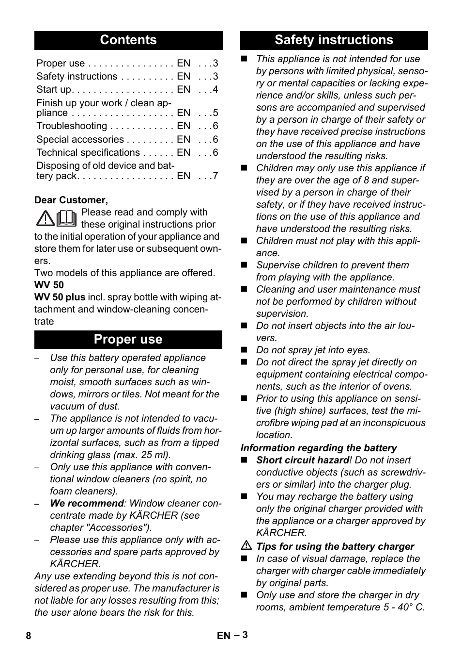 Karcher WV 50 Plus User Manual | Page 8 / 152