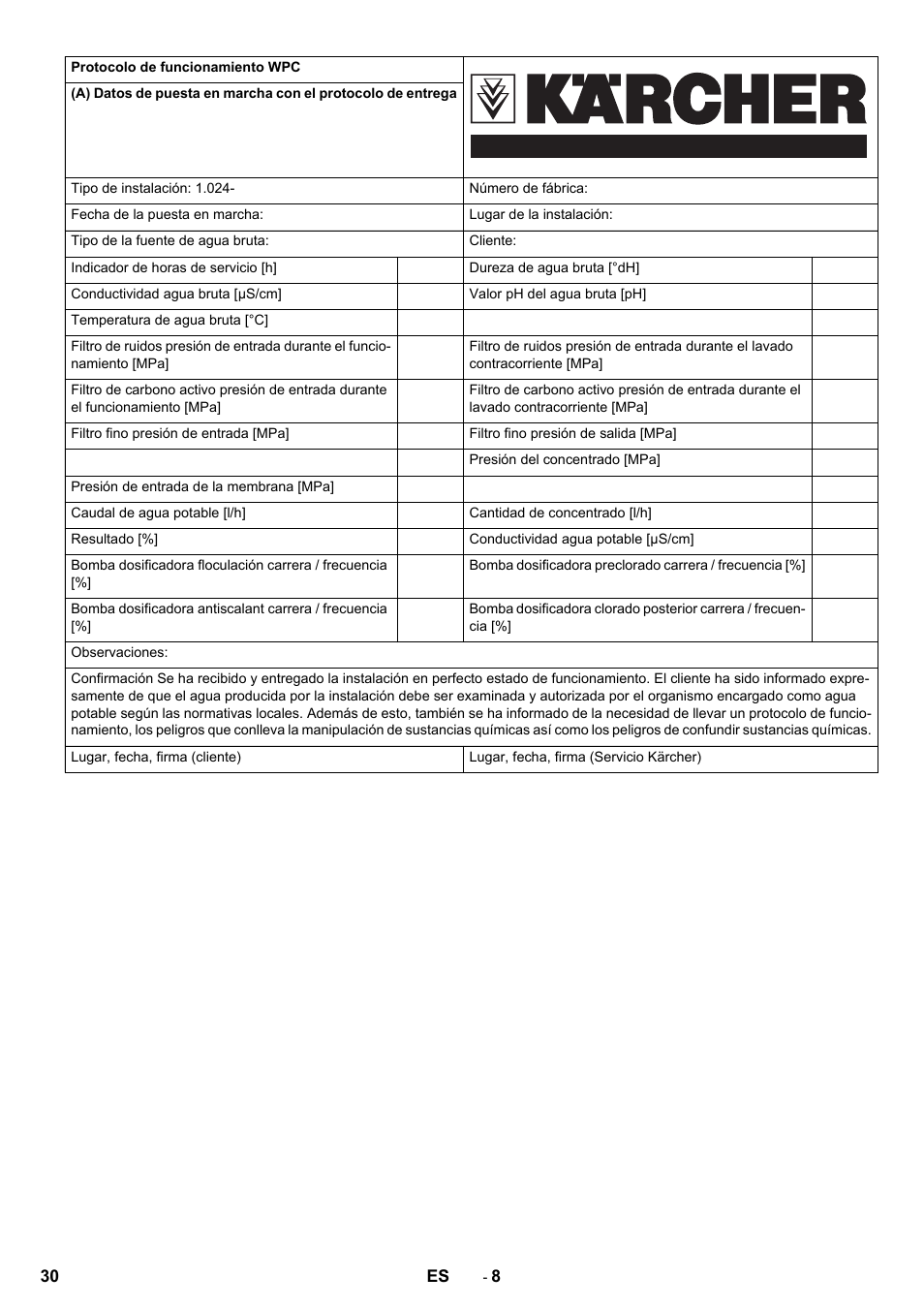 Karcher Úpravna vody WPC 10000 SW User Manual | Page 30 / 32